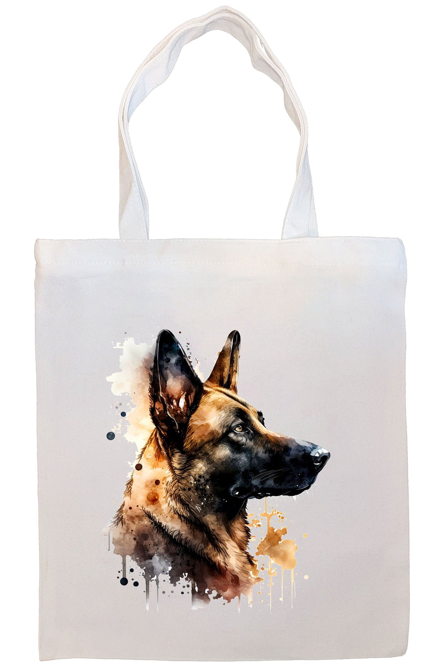 Bolsa de lona con cremallera, asas y bolsillo interior, "perro malinois belga"