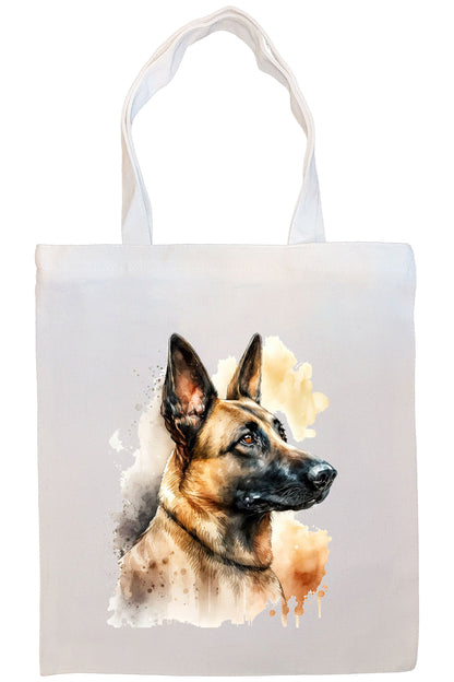 Bolsa de lona con cremallera, asas y bolsillo interior, "perro malinois belga"