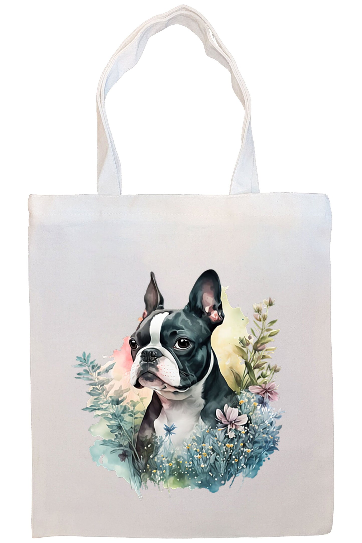 Bolsa de lona con cremallera, asas y bolsillo interior, "Boston Terrier"