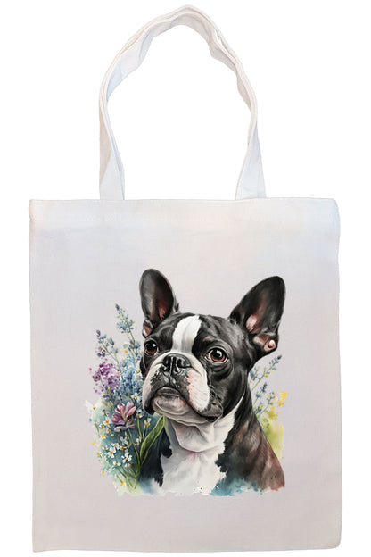 Bolsa de lona con cremallera, asas y bolsillo interior, "Boston Terrier"