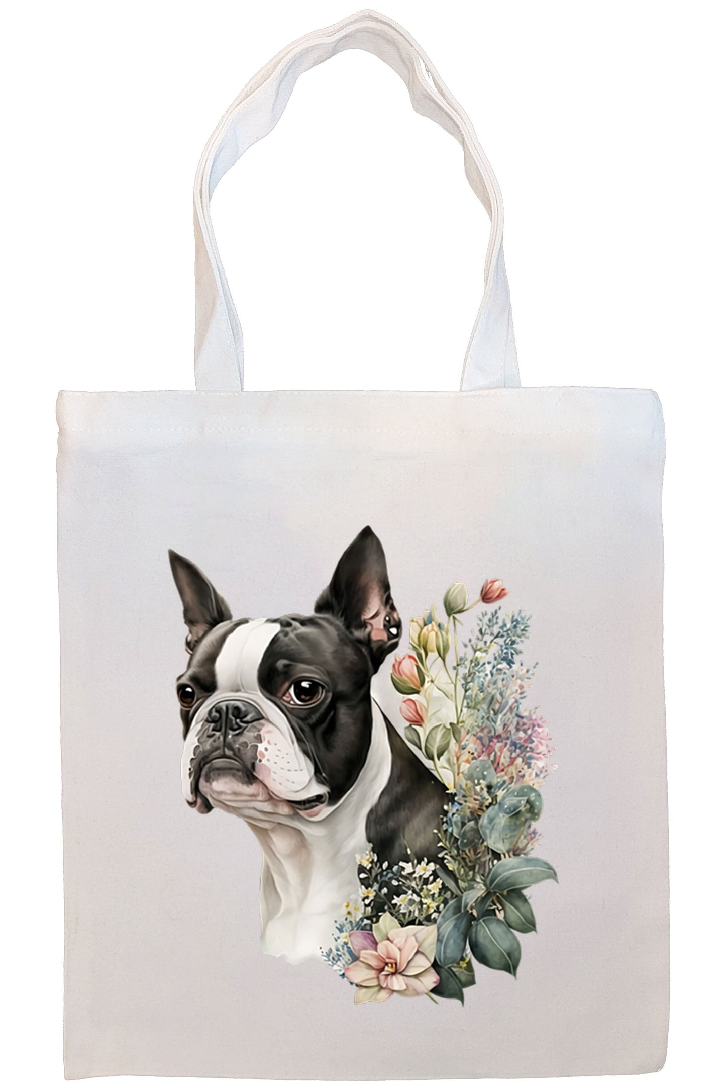 Bolsa de lona con cremallera, asas y bolsillo interior, "Boston Terrier"