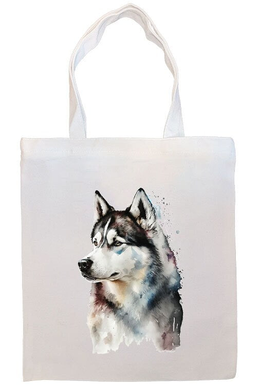 Bolsa de lona con cremallera, asas y bolsillo interior, "Siberian Husky"