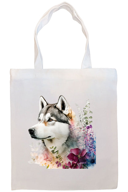 Bolsa de lona con cremallera, asas y bolsillo interior, "Siberian Husky"