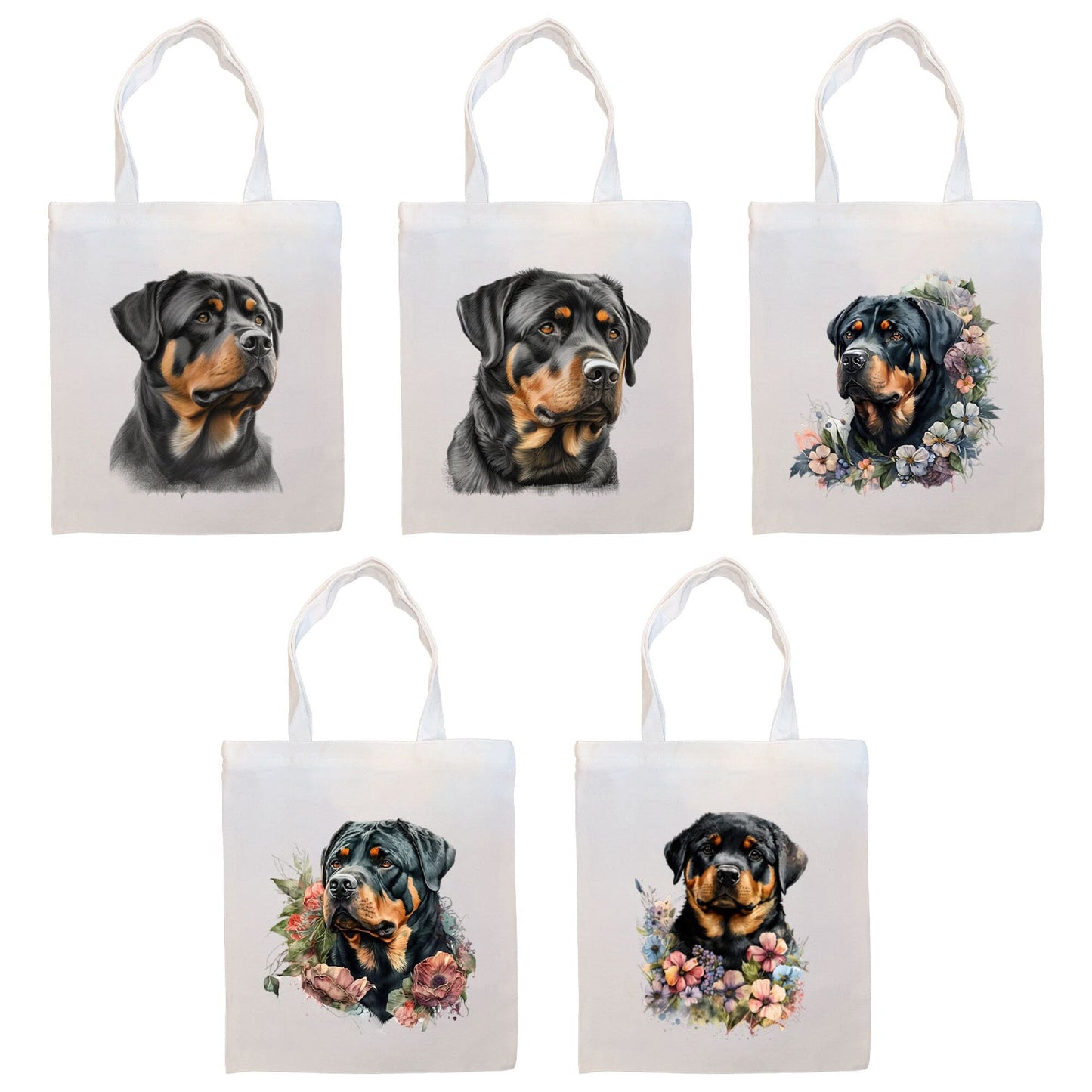 Bolsa de lona con cremallera, asas y bolsillo interior, "Rottweiler"