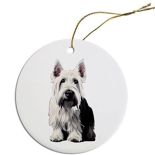 Dog Breed Specific Round Christmas Ornament, "Scottish Terrier"