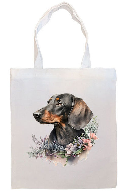 Bolsa de lona con cremallera, asas y bolsillo interior, "Dachshund"