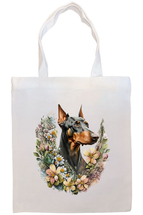 Bolso de lona con cremallera, asas y bolsillo interior, "Doberman"