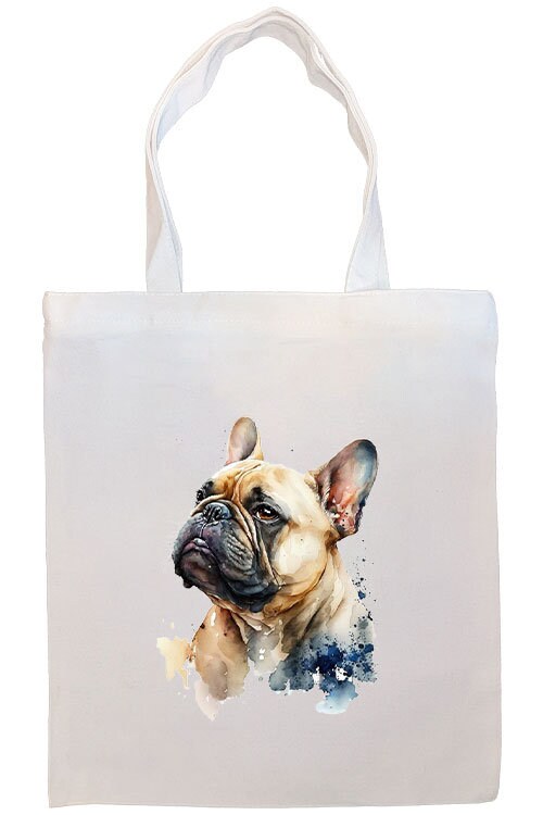 Bolso de lona con cremallera, asas y bolsillo interior, "Frenchie"