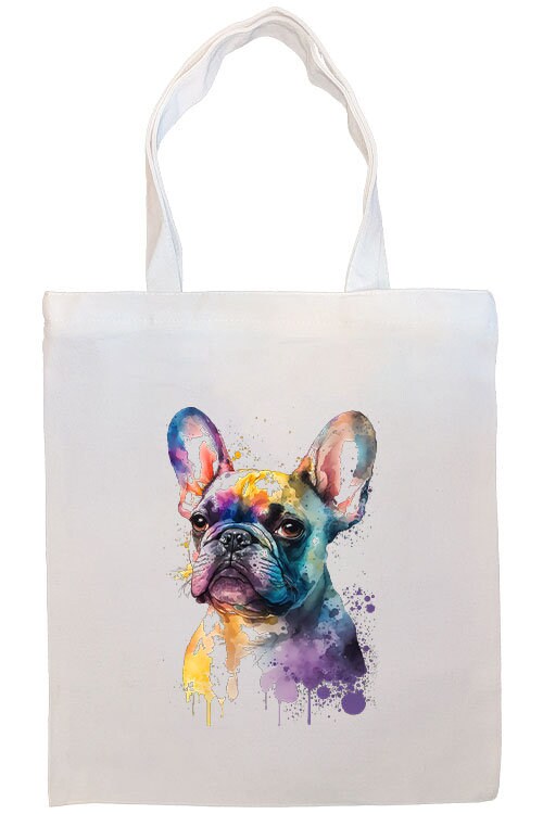 Bolso de lona con cremallera, asas y bolsillo interior, "Frenchie"