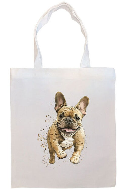 Bolso de lona con cremallera, asas y bolsillo interior, "Frenchie"