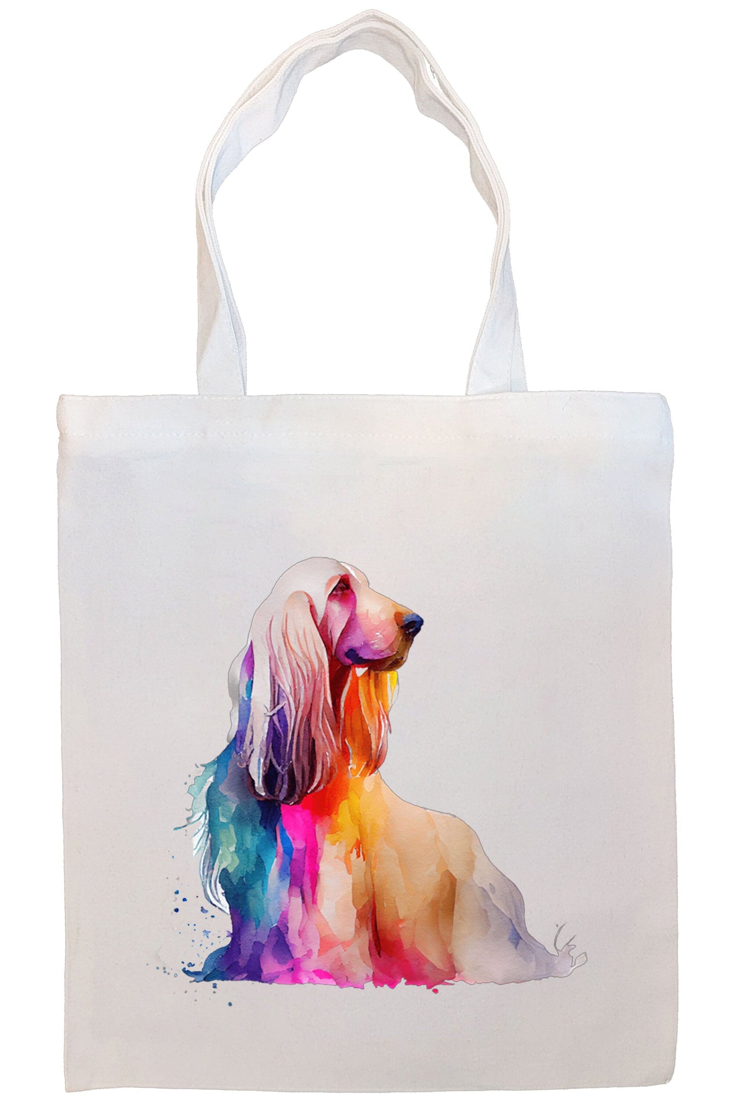 Canvas Tote Bag, Zippered With Handles & Inner Pocket, "Afghan Hound"