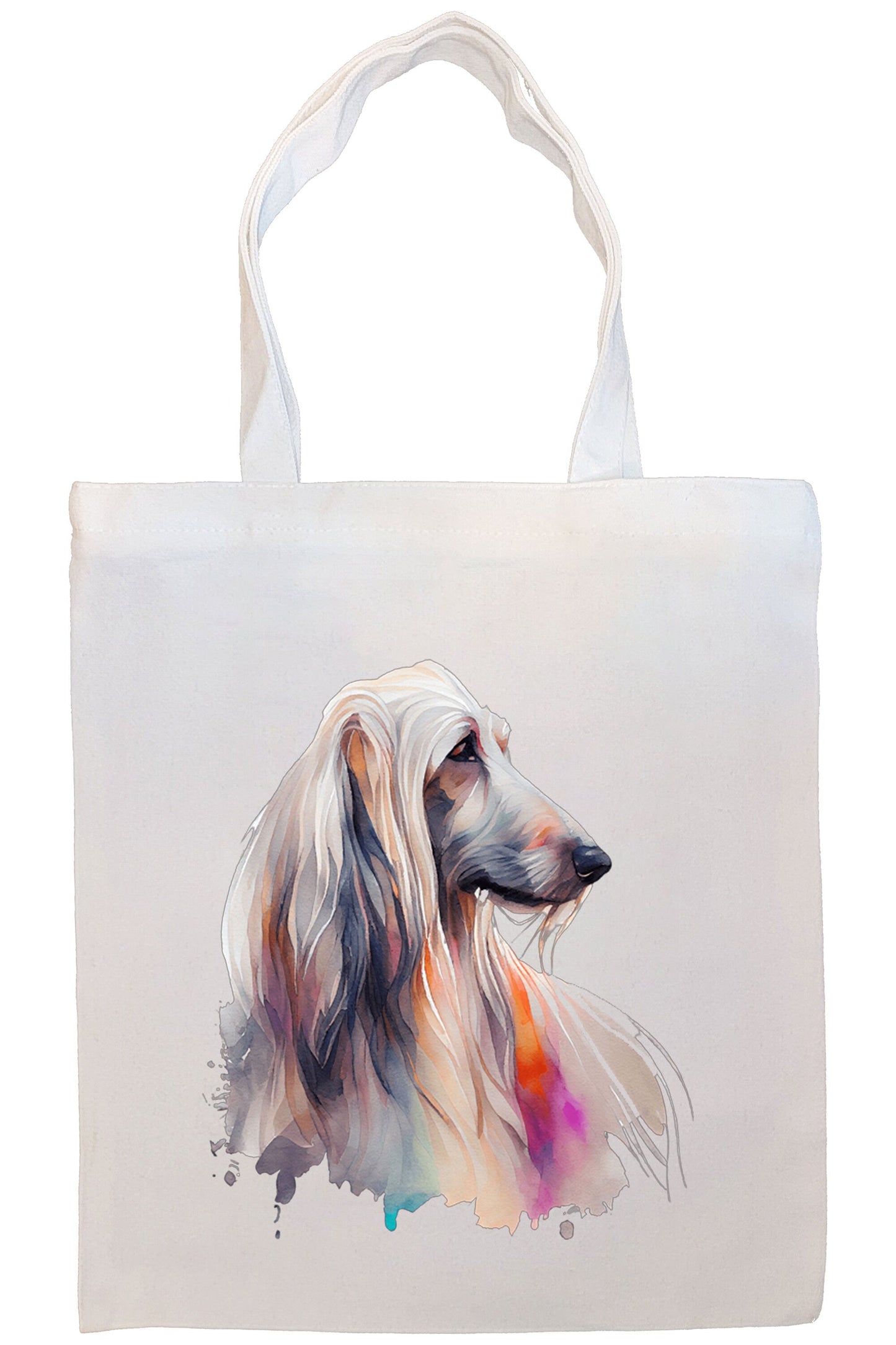 Canvas Tote Bag, Zippered With Handles & Inner Pocket, "Afghan Hound"