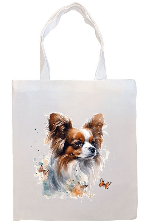 Canvas Tote Bag, Zippered With Handles & Inner Pocket, "Papillon"