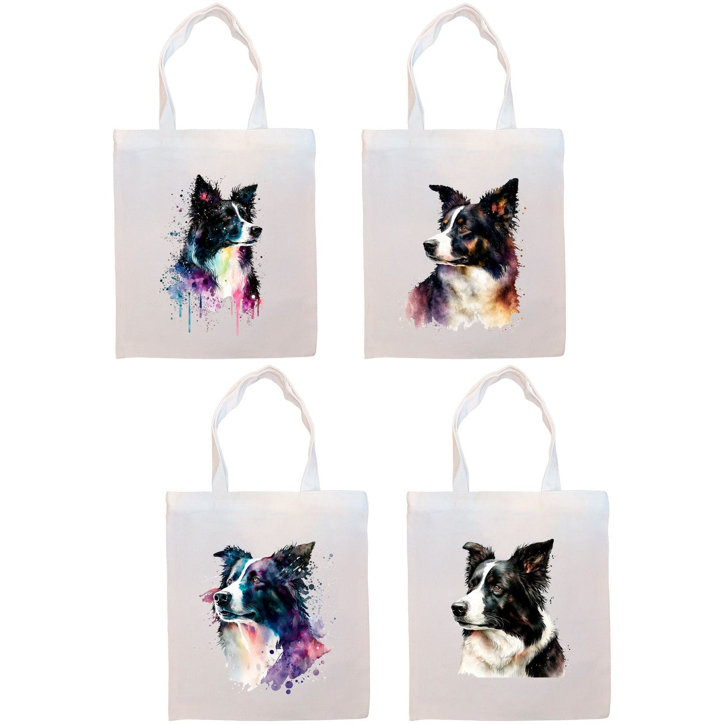 Bolsa de lona con cremallera, asas y bolsillo interior, "Border Collie"