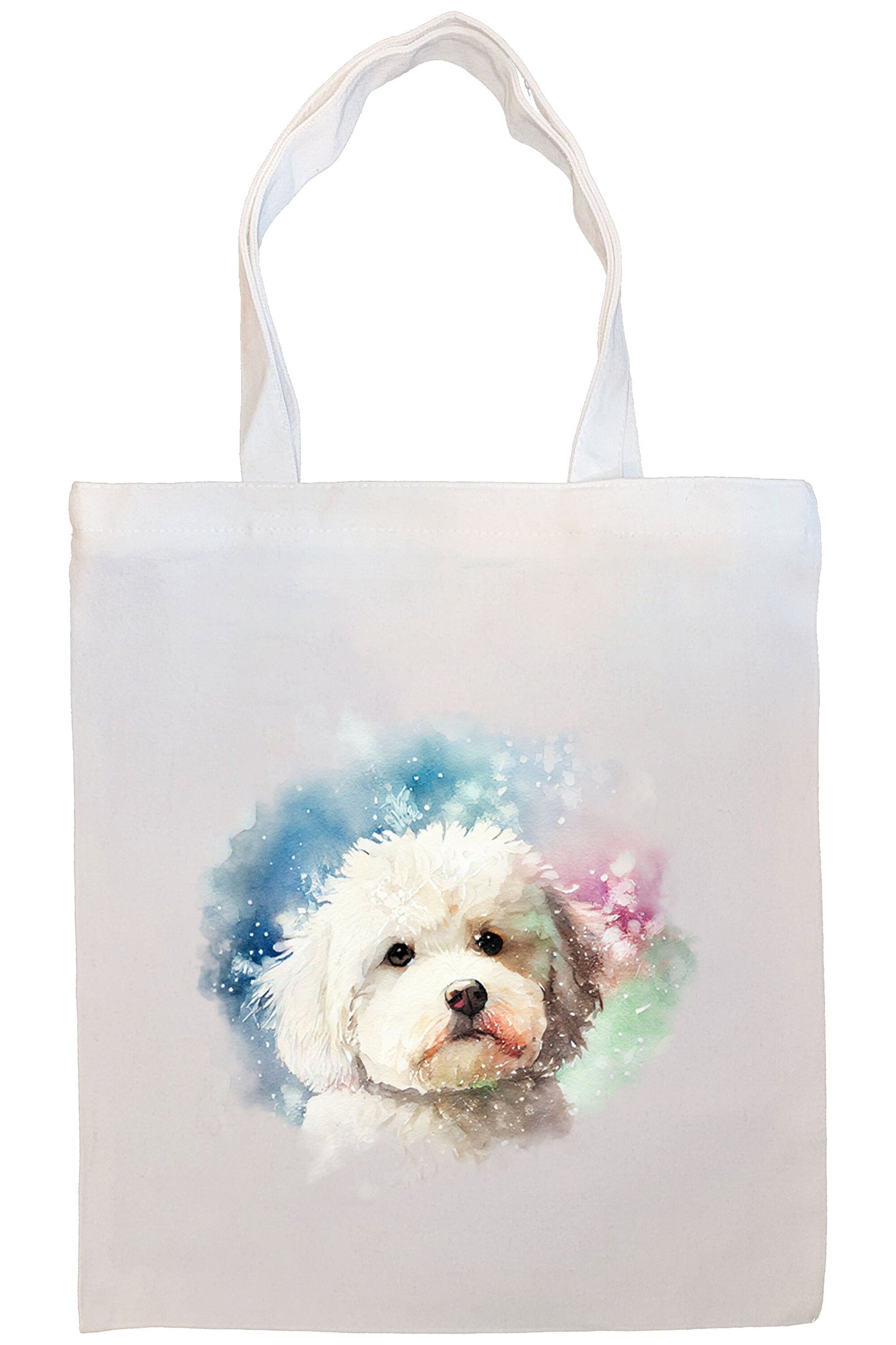 Bolso de lona con cremallera, asas y bolsillo interior, "Bichon Frise"