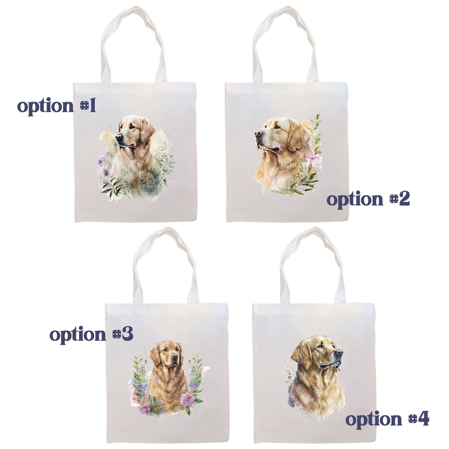 Bolsa de lona con cremallera, asas y bolsillo interior, "Golden Retriever"