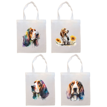 Bolsa de lona con cremallera, asas y bolsillo interior, "Basset Hound"