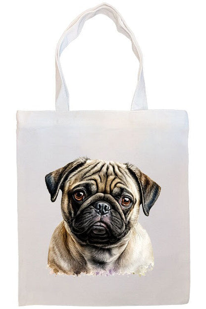 Bolso de lona con cremallera, asas y bolsillo interior, "Pug"