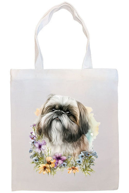 Bolsa de lona con cremallera, asas y bolsillo interior, "Shih Tzu"