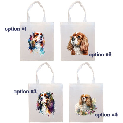 Canvas Tote Bag, Zippered with Inner Pocket, "Cavalier King Charles Spaniel"