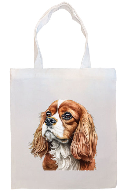 Canvas Tote Bag, Zippered with Inner Pocket, "Cavalier King Charles Spaniel"