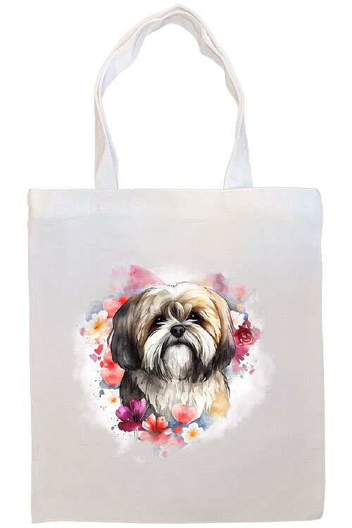 Bolso de lona con cremallera, asas y bolsillo interior, "Lhasa Apso"