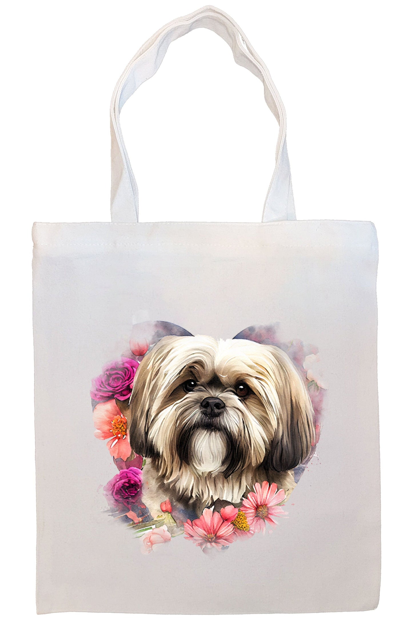 Bolso de lona con cremallera, asas y bolsillo interior, "Lhasa Apso"