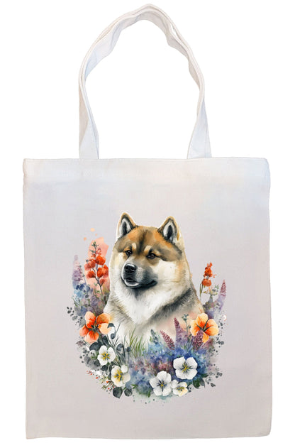 Canvas Tote Bag, Zippered With Handles & Inner Pocket, "Akita"