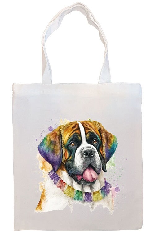 Canvas Tote Bag, Zippered With Handles & Inner Pocket, St. Bernard"