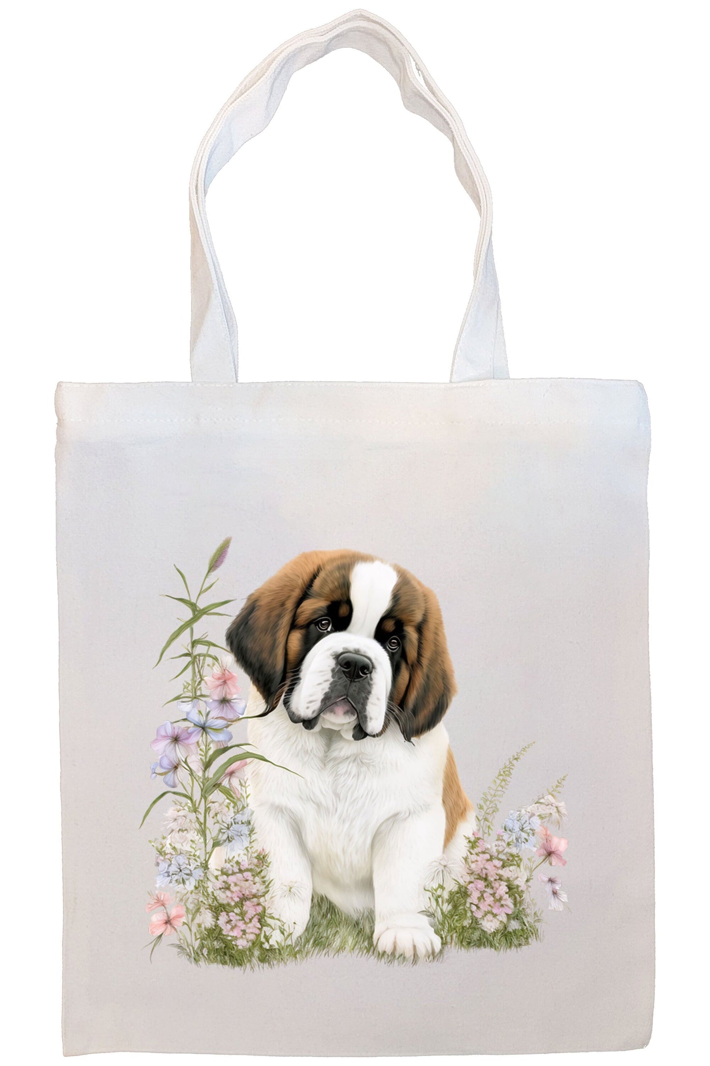 Canvas Tote Bag, Zippered With Handles & Inner Pocket, St. Bernard"