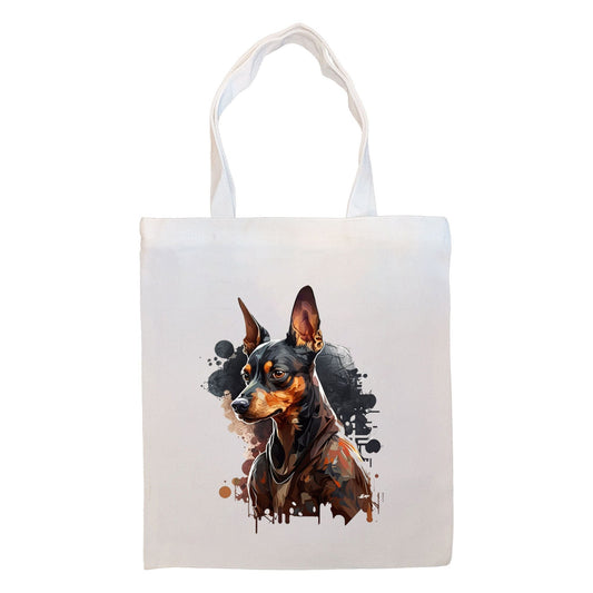 Bolsa de lona con cremallera, asas y bolsillo interior, "Pinscher miniatura"