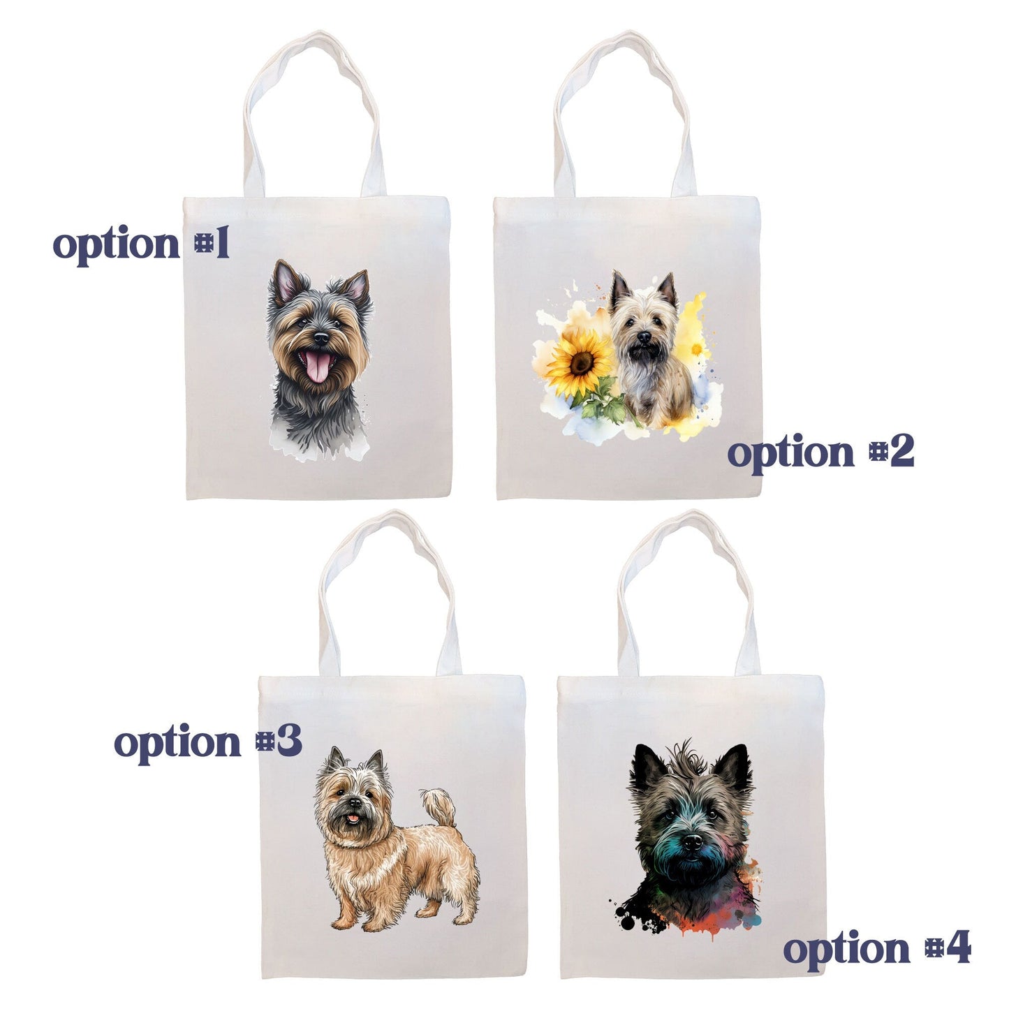 Bolsa de lona con cremallera, asas y bolsillo interior, "Cairn Terrier"