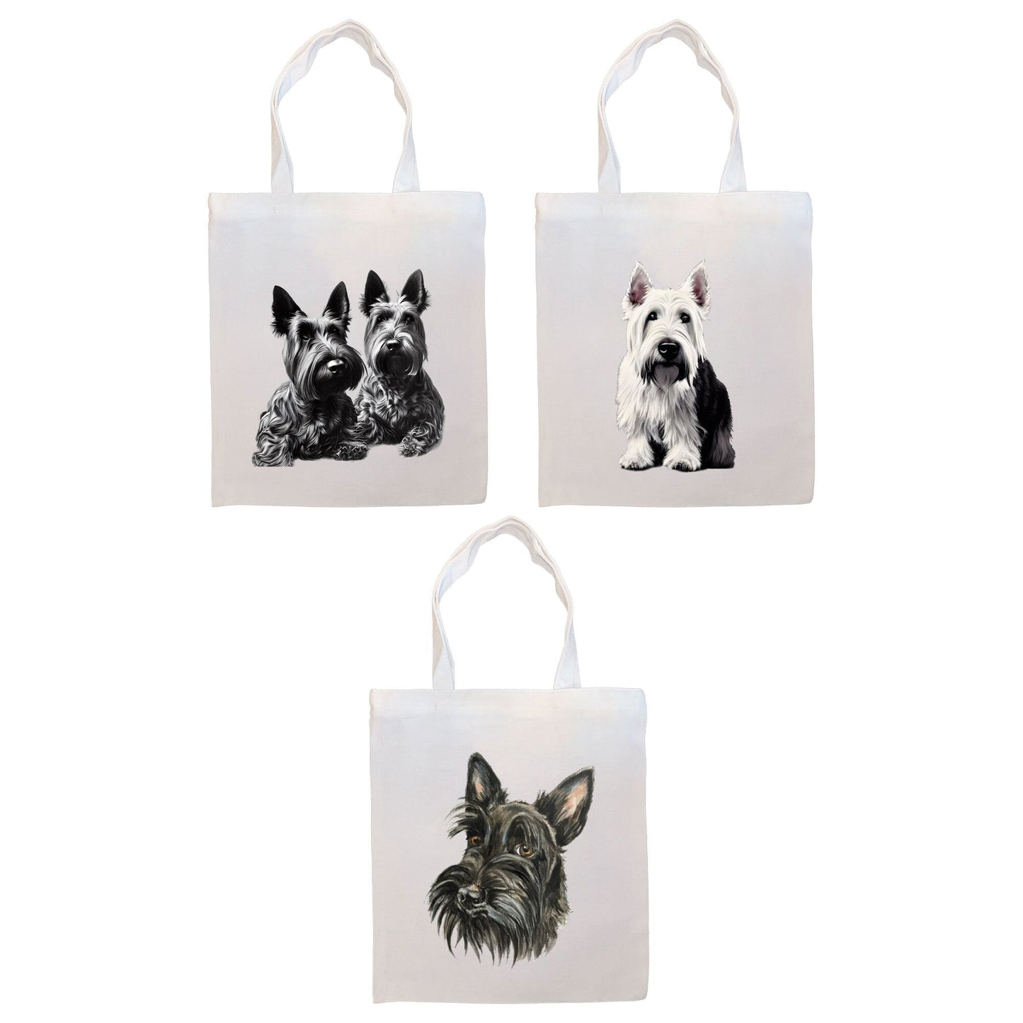 Bolsa de lona con cremallera, asas y bolsillo interior, "Scottish Terrier"