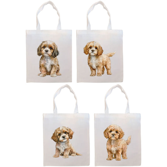 Bolso de lona con cremallera, asas y bolsillo interior, "Cavapoo"