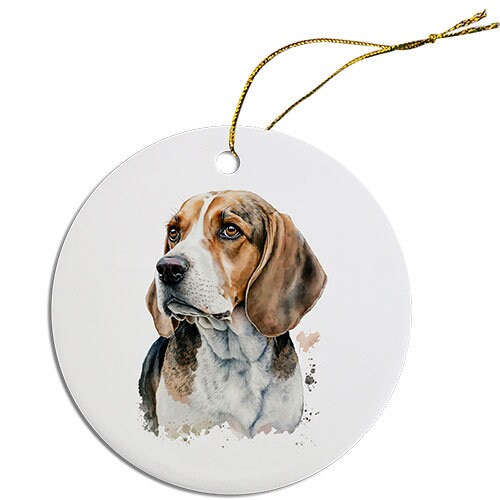 Adorno navideño redondo específico para la raza de perro, "Beagle"