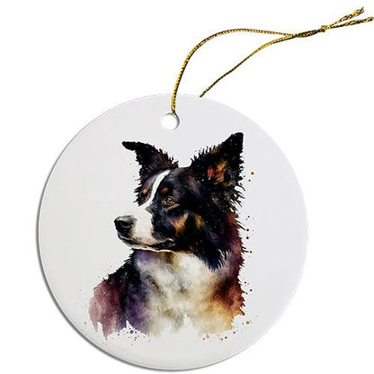 Adorno navideño redondo específico para la raza de perro, "Border Collie"