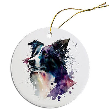 Adorno navideño redondo específico para la raza de perro, "Border Collie"