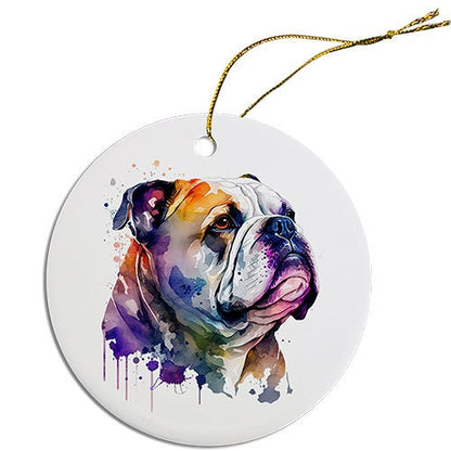 Adorno navideño redondo específico para la raza de perro, "Bulldog"