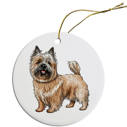 Adorno navideño redondo específico para la raza de perro, "Cairn Terrier"