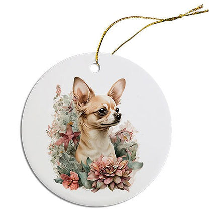 Dog Breed Specific Round Christmas Ornament, "Chihuahua"