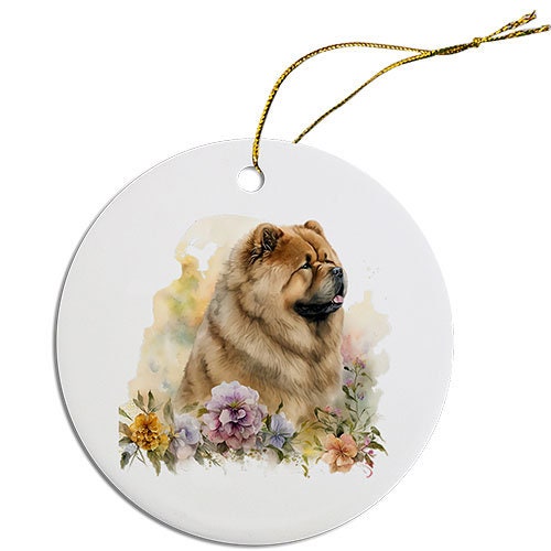 Dog Breed Specific Round Christmas Ornament, "Chow"