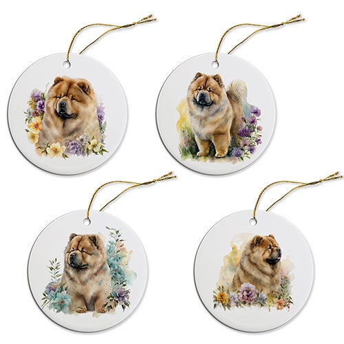 Dog Breed Specific Round Christmas Ornament, "Chow"