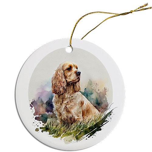 Dog Breed Specific Round Christmas Ornament, "Cocker Spaniel"