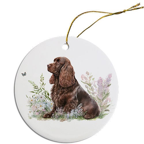 Dog Breed Specific Round Christmas Ornament, "Cocker Spaniel"