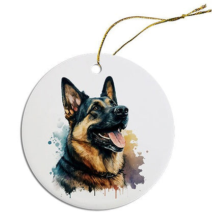 Dog Breed Specific Round Christmas Ornament, "German Shepherd"