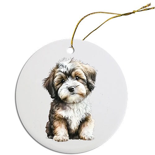 Dog Breed Specific Round Christmas Ornament, "Havanese"