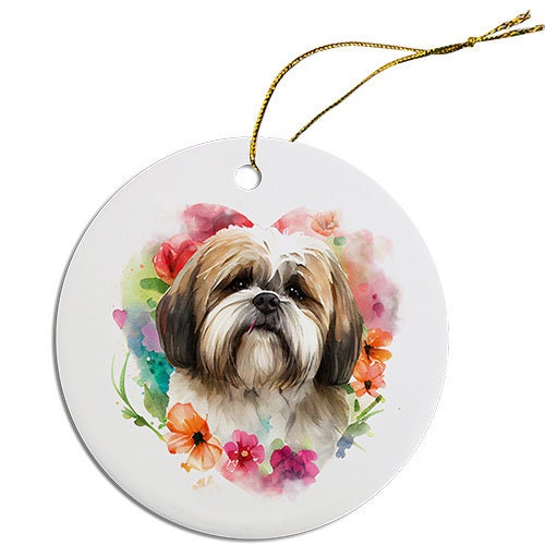 Dog Breed Specific Round Christmas Ornament, "Lhasa Apso"