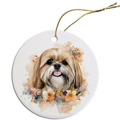 Dog Breed Specific Round Christmas Ornament, "Lhasa Apso"