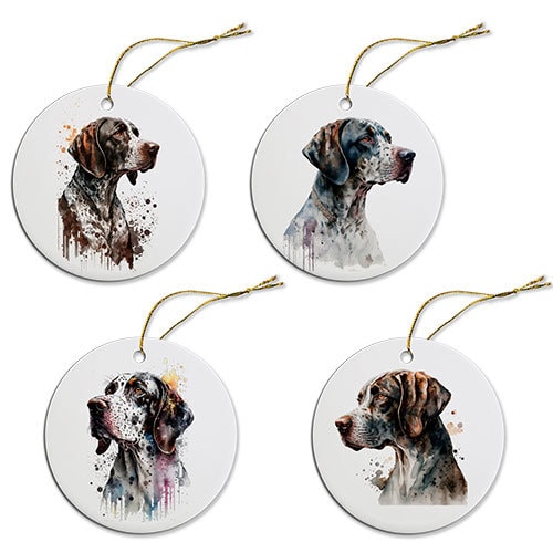 Dog Breed Specific Round Christmas Ornament, "Pointer"