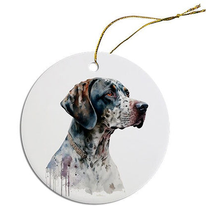 Dog Breed Specific Round Christmas Ornament, "Pointer"